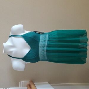 Womens JEZEBEL Jade Green Chemise Babydoll Nightie & Panties Size Sm Med  NWT